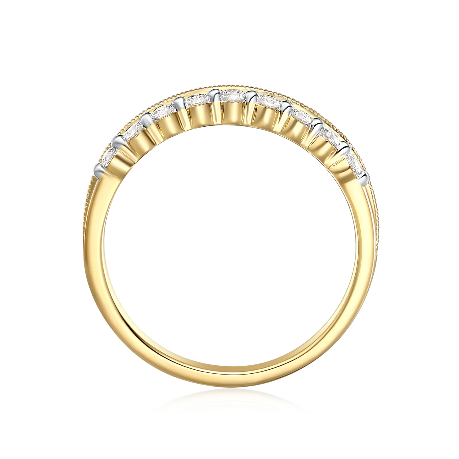 9ct Yellow Gold Round Cut 0.17 Carat tw Diamond Dress Ring