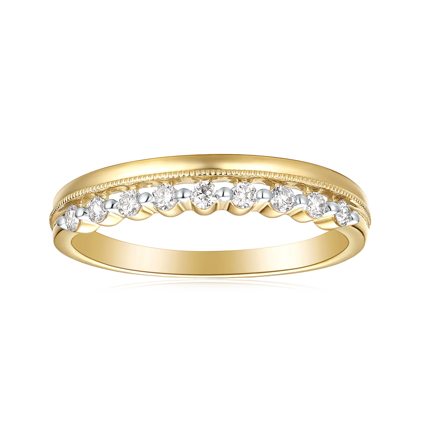 9ct Yellow Gold Round Cut 0.17 Carat tw Diamond Dress Ring