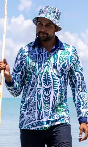 Aboriginial Art Unisex Long Sleeve Polo TSI Reverse