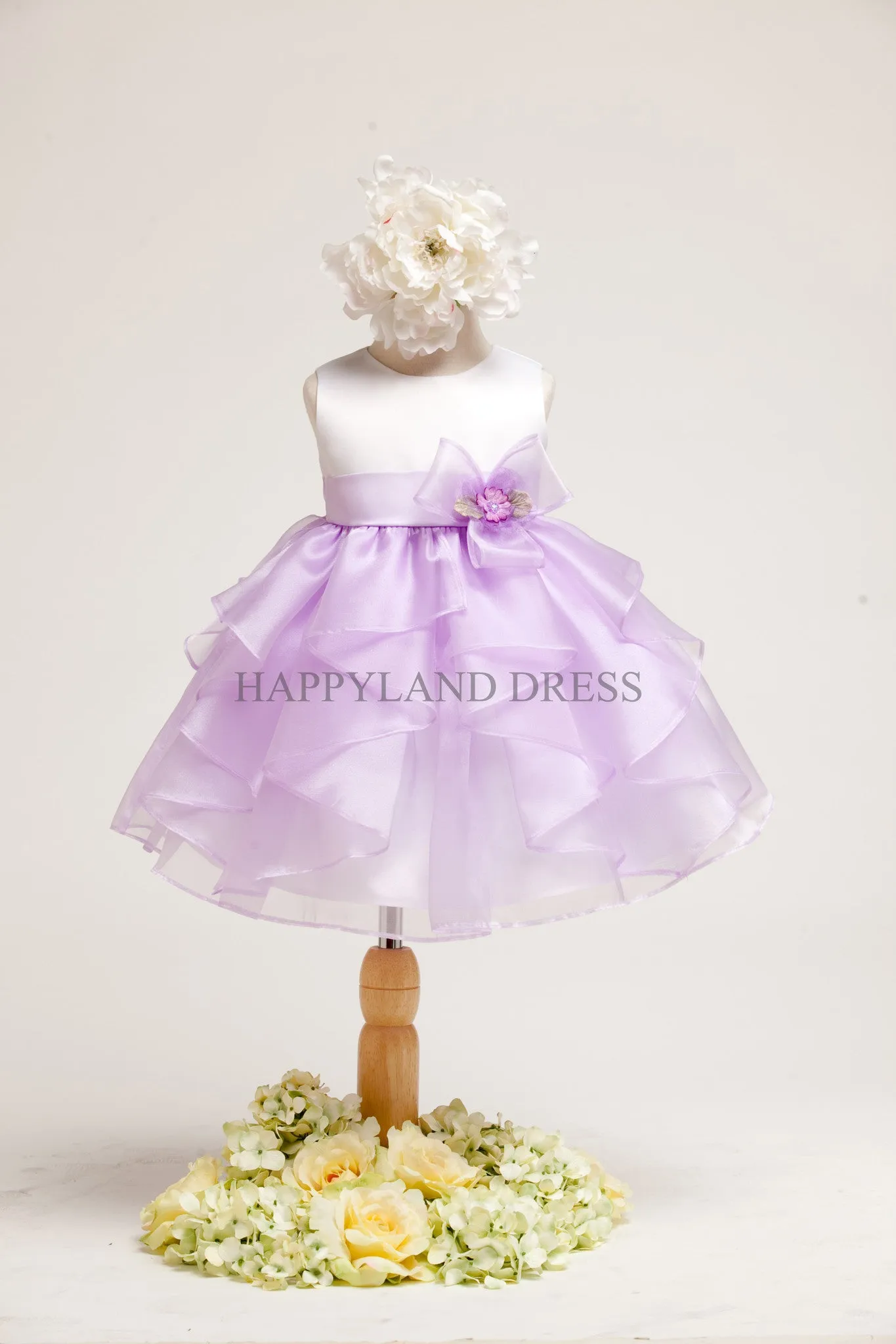B808 Satin with Organza Ruffle Dress (3 Diff. Colors)