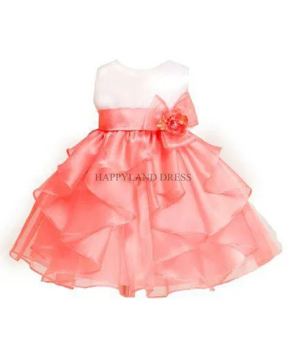 B808 Satin with Organza Ruffle Dress (3 Diff. Colors)