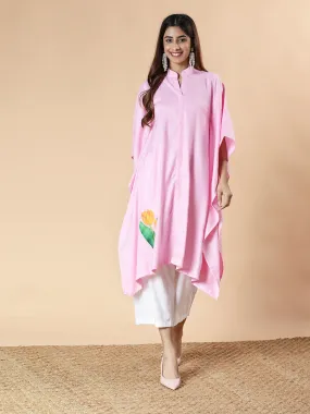 BabyPink Rayon MandarinKurta - TulipTranquility
