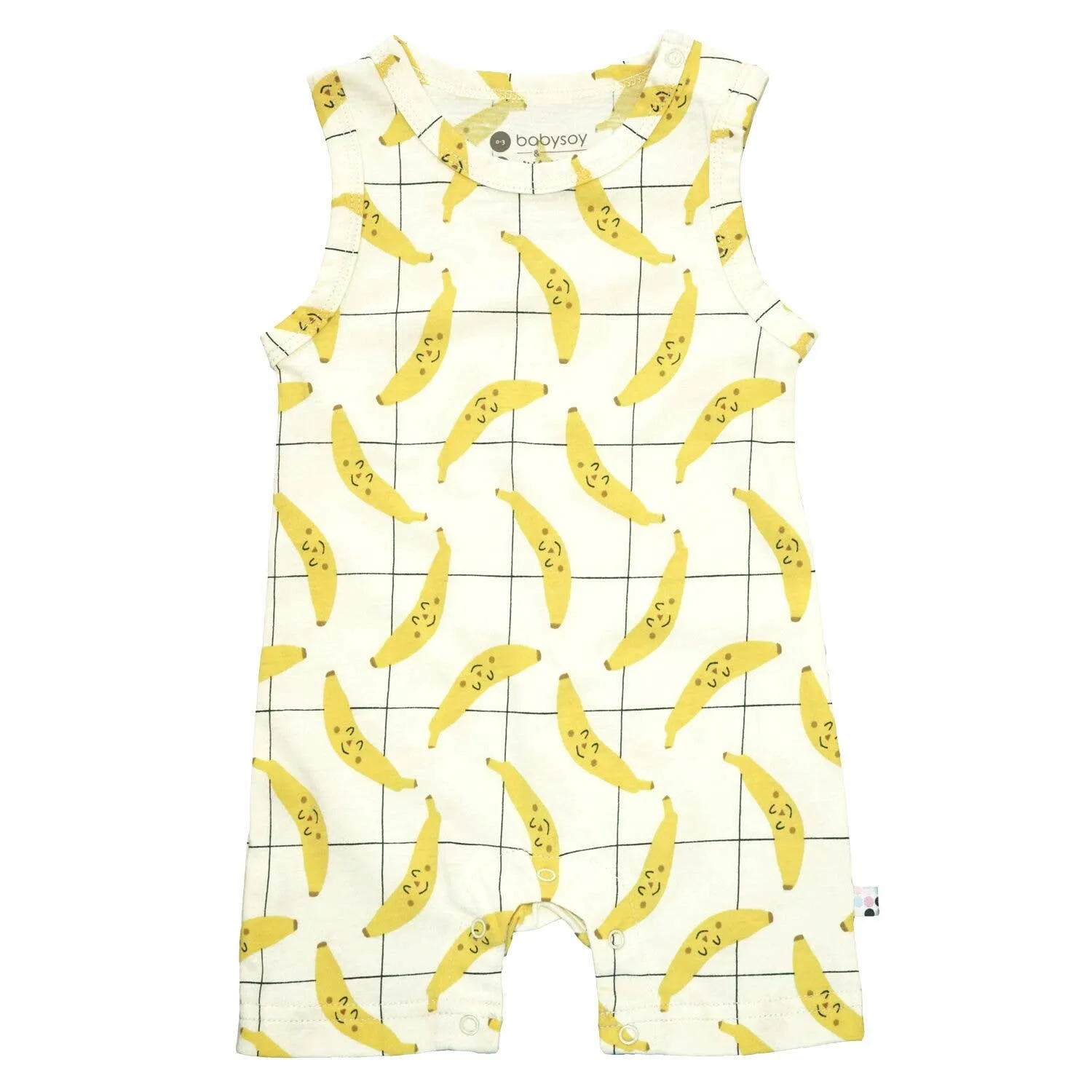 babysoy Inc - Babysoy Pattern Prints Tank Romper - Banana