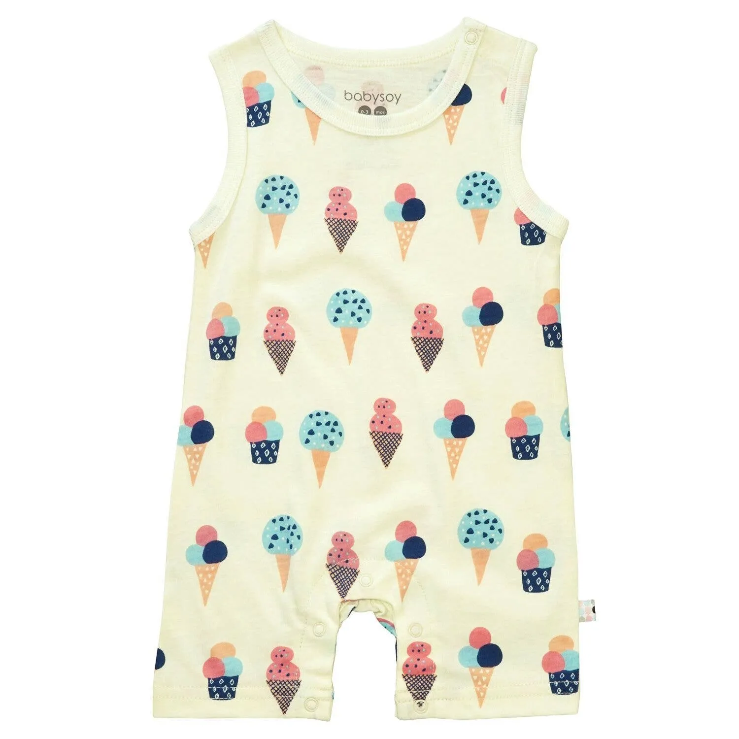 babysoy Inc - Babysoy Pattern Prints Tank Romper - Ice Cream