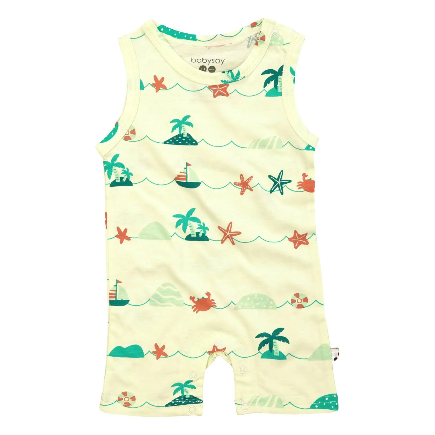 babysoy Inc - Babysoy Pattern Prints Tank Romper - Sea