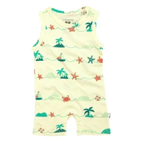 babysoy Inc - Babysoy Pattern Prints Tank Romper - Sea