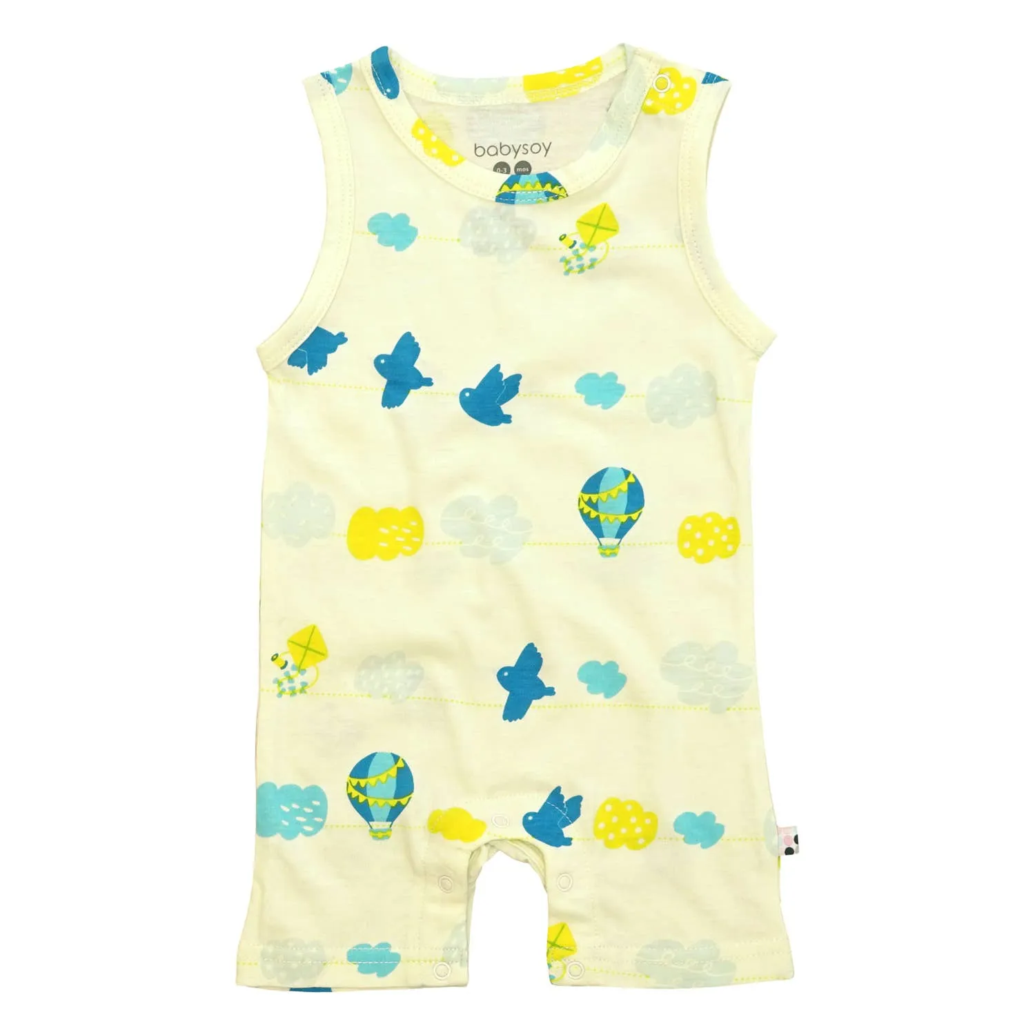 babysoy Inc - Babysoy Pattern Prints Tank Romper - Sky