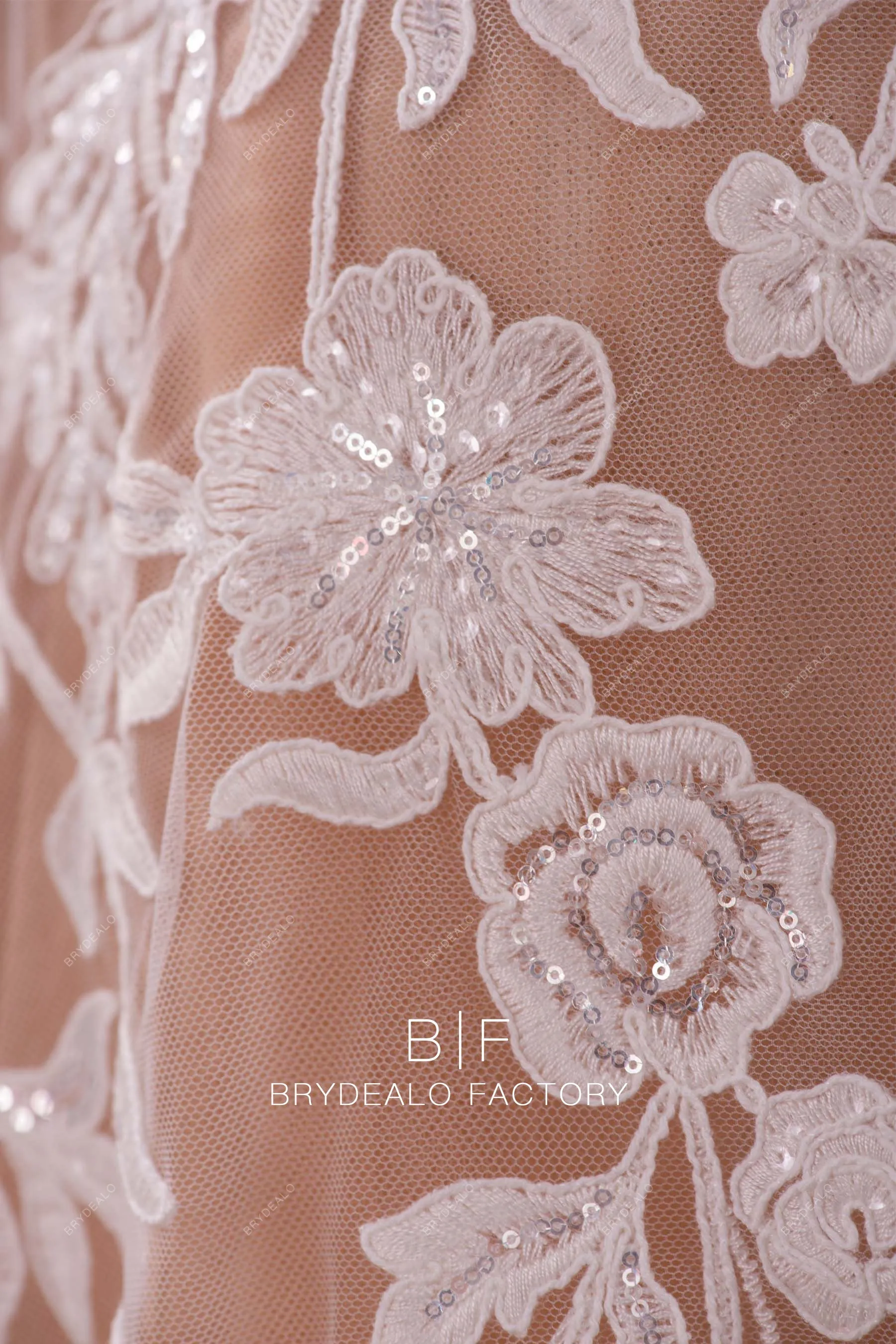 Best Shimmery Sequin Floral Lace Fabric Online