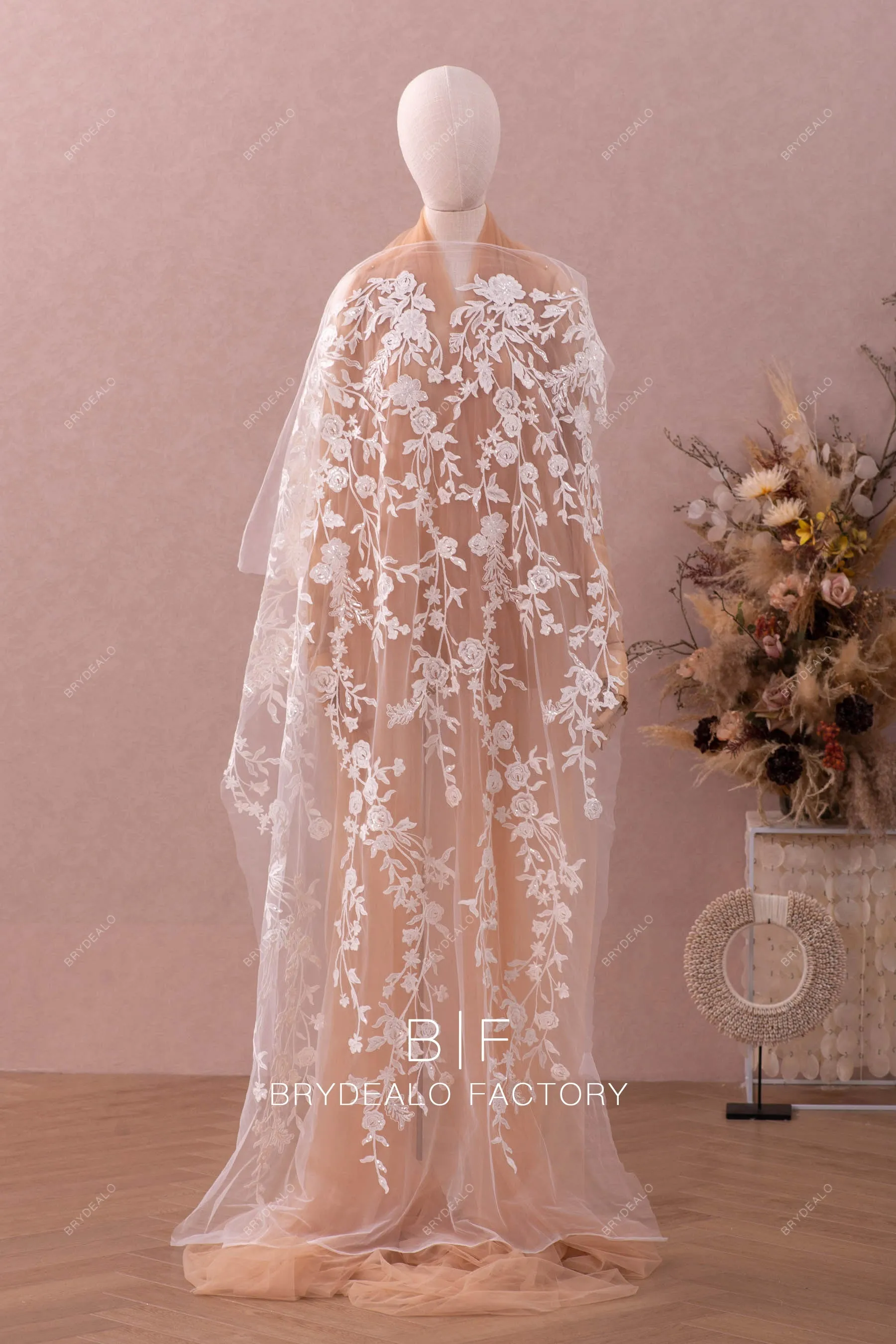 Best Shimmery Sequin Floral Lace Fabric Online