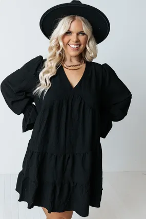 Beyond Blessed Babydoll Dress In Black Curves