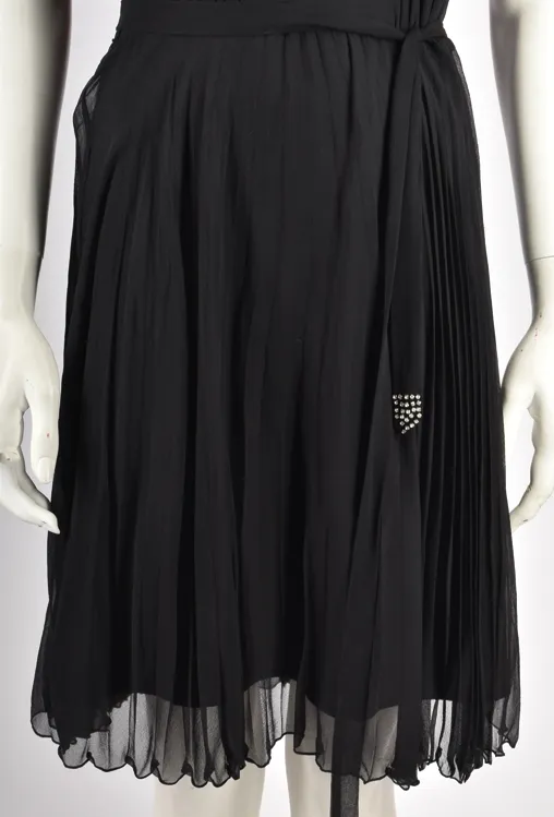 BLACK SHEER BABYDOLL DRESS WITH EMBELLISHED DETAILS