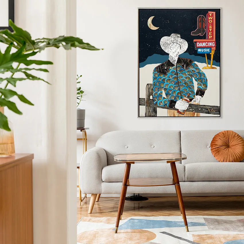 BOURBON AND BOOTS canvas print with float frame