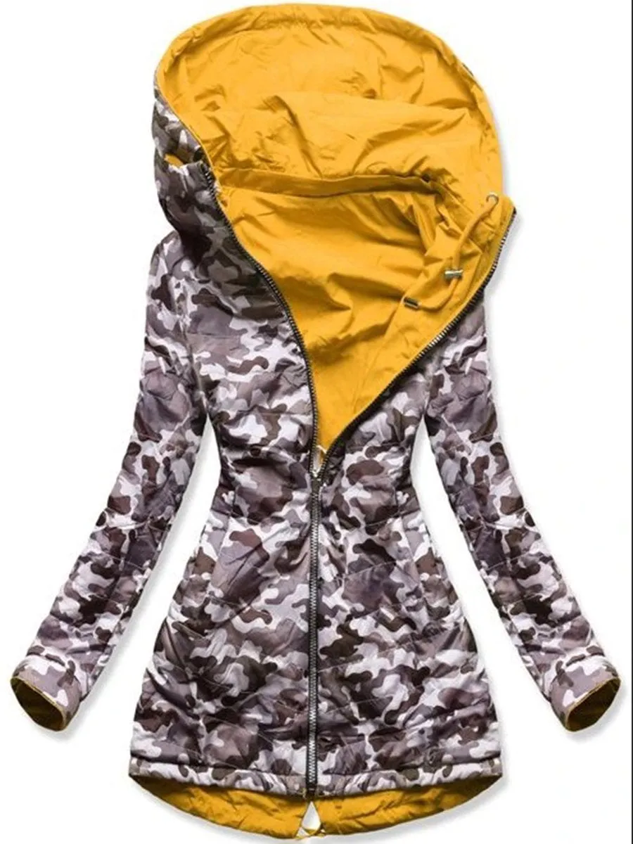 Camouflage Print Hooded Coat