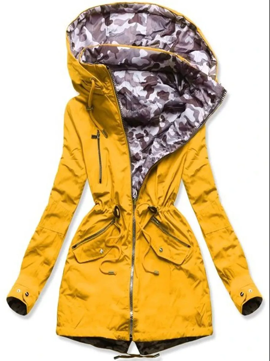 Camouflage Print Hooded Coat