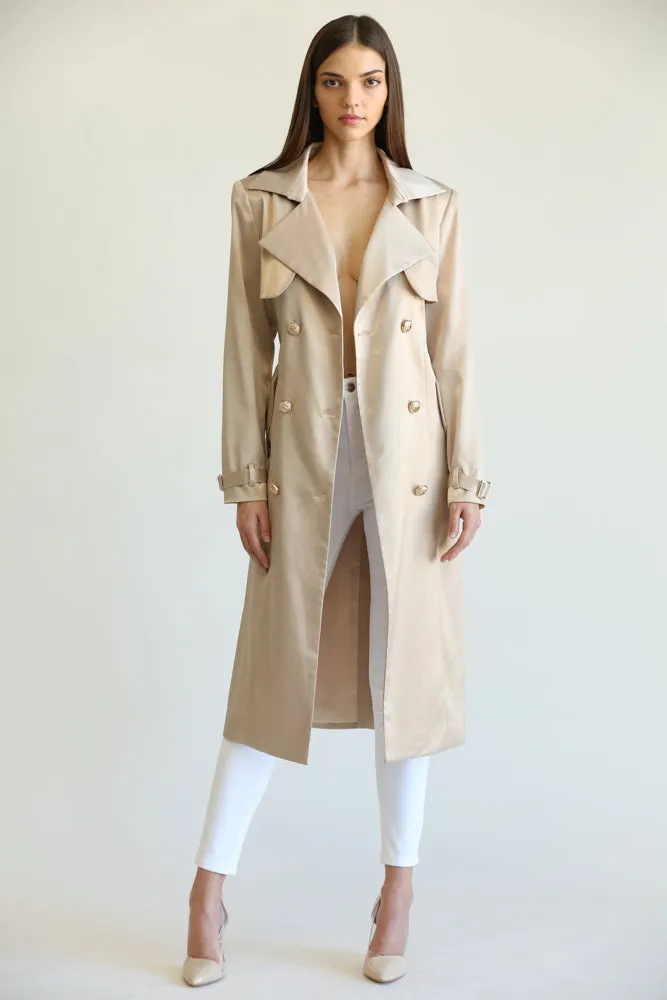 Carla Satin Fabric Trench Coat