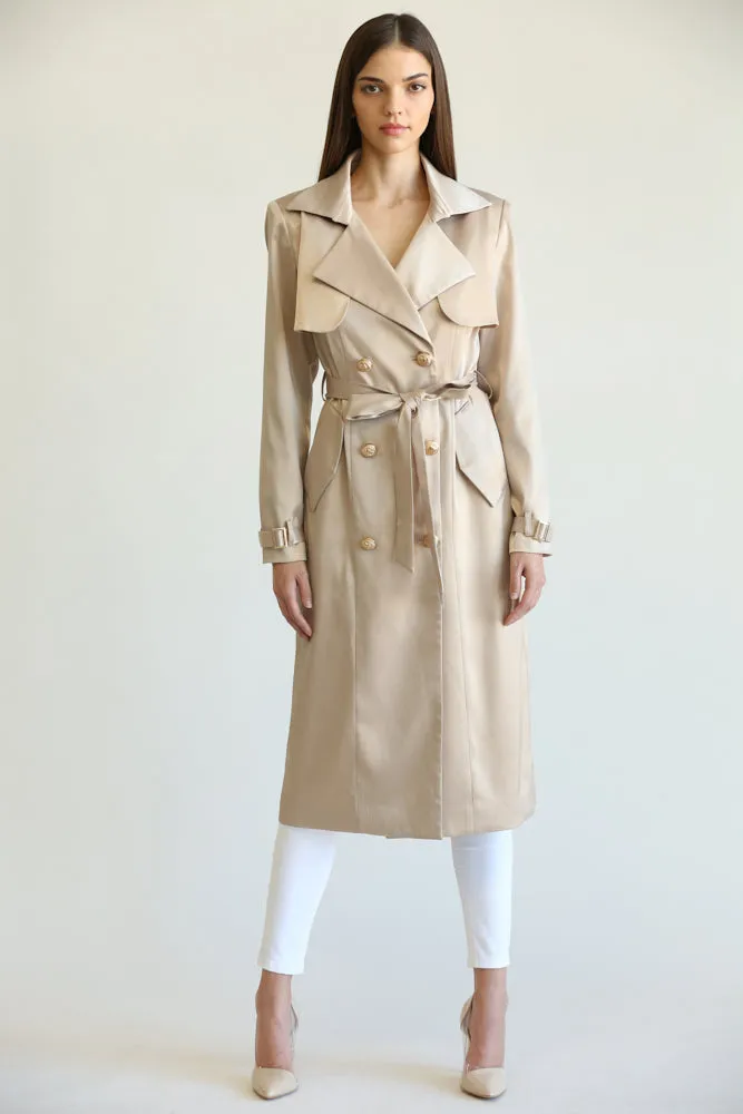 Carla Satin Fabric Trench Coat