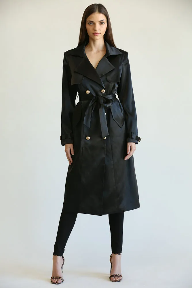 Carla Satin Fabric Trench Coat