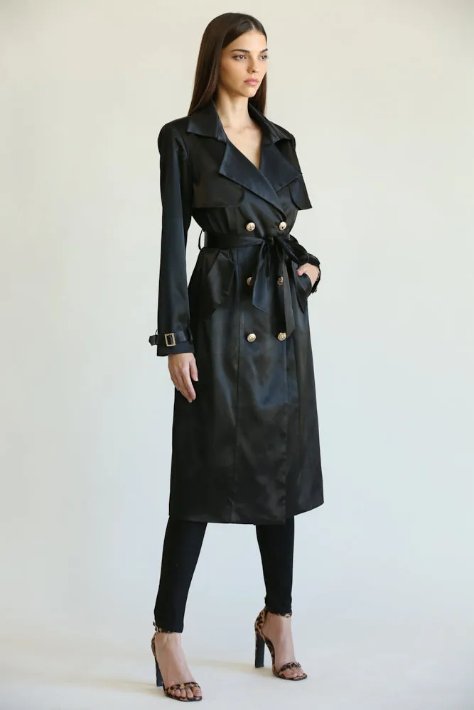 Carla Satin Fabric Trench Coat