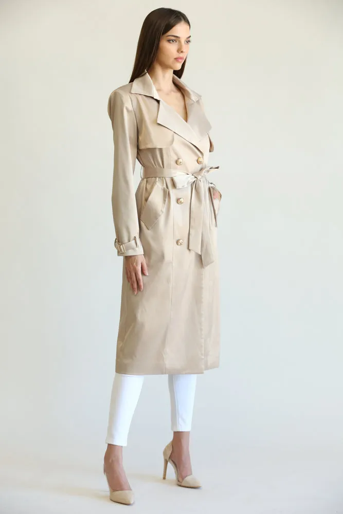 Carla Satin Fabric Trench Coat