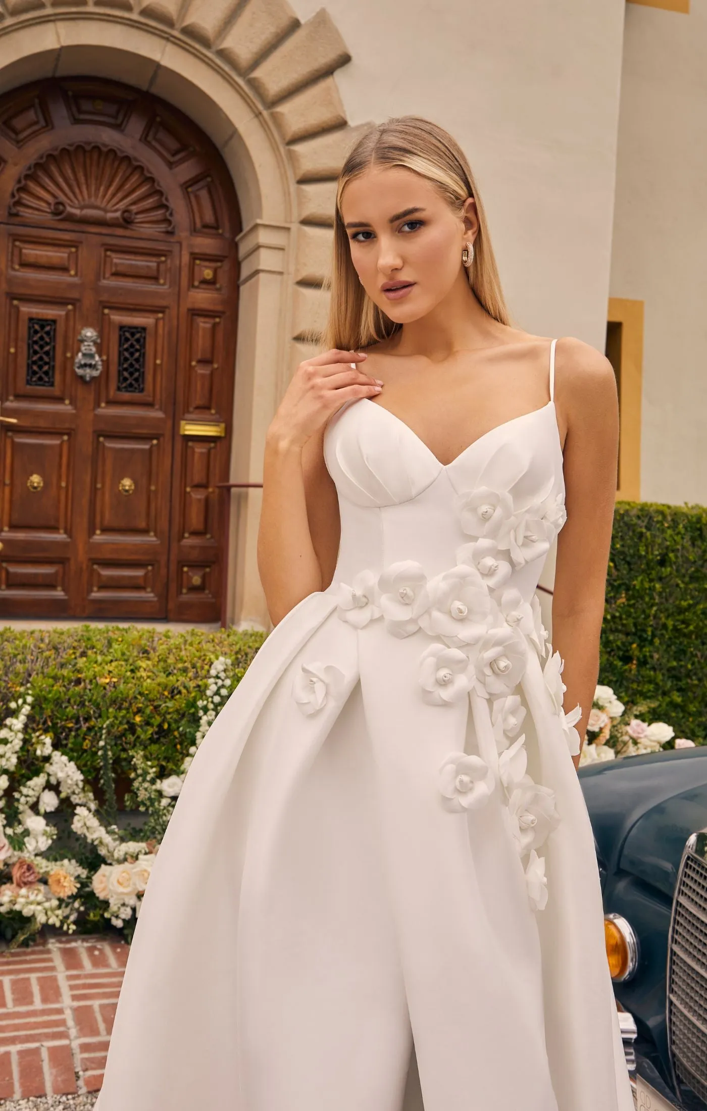 Casablanca Bridal 2556 Bellisima A-Line Spaghetti Strap V-Neck Slit Train Wedding Gown