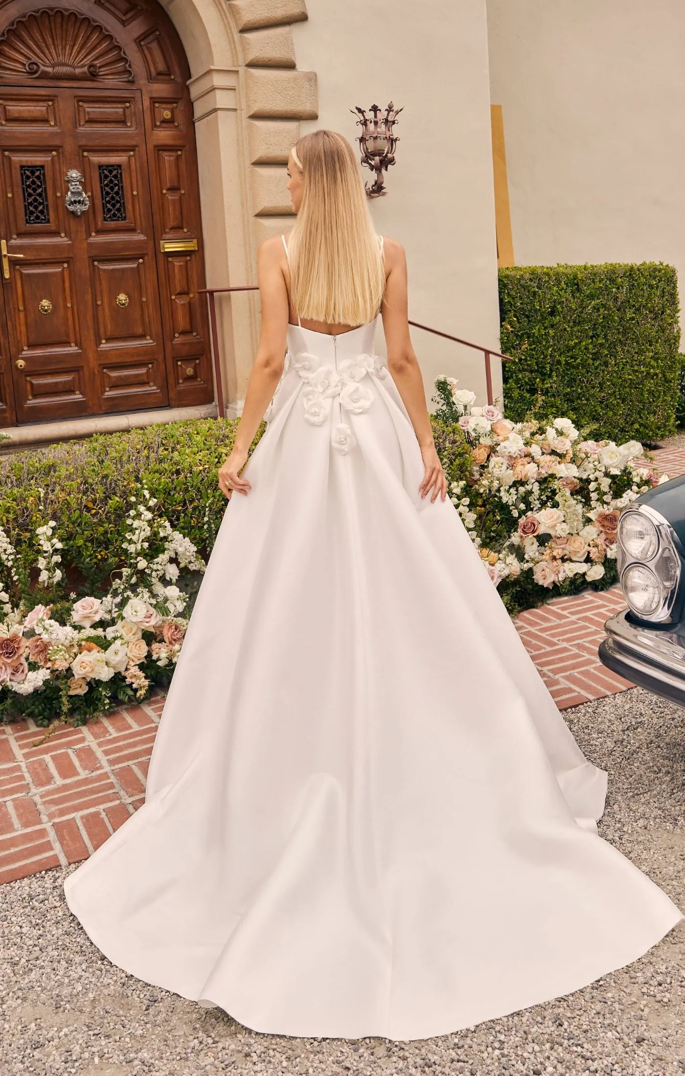 Casablanca Bridal 2556 Bellisima A-Line Spaghetti Strap V-Neck Slit Train Wedding Gown