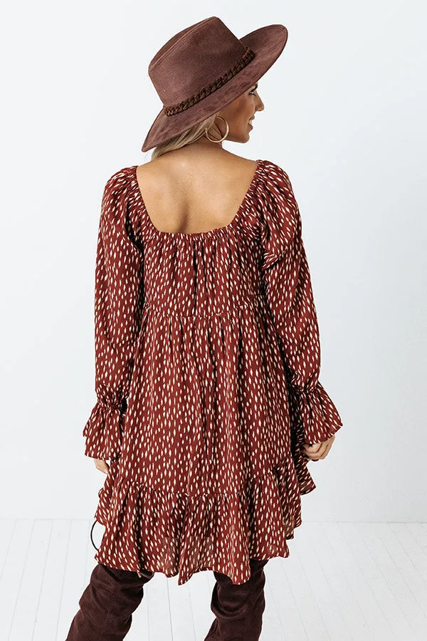 Chance At Love Babydoll Dress In Dark Rust