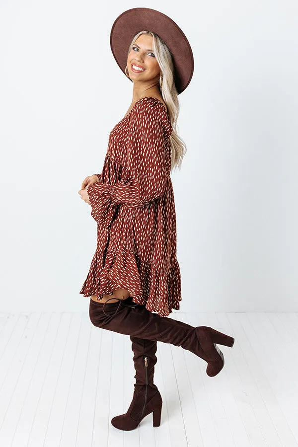 Chance At Love Babydoll Dress In Dark Rust