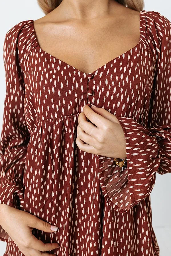 Chance At Love Babydoll Dress In Dark Rust