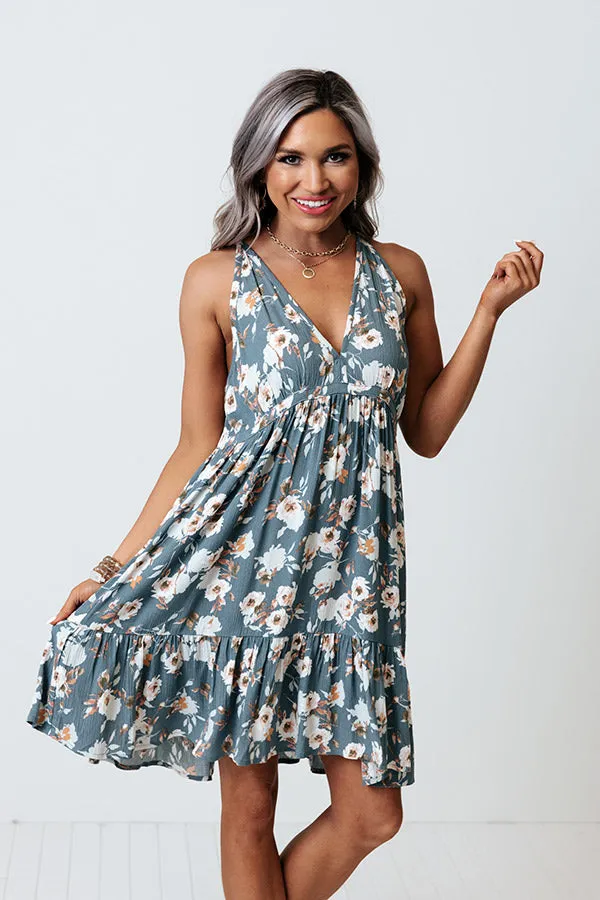 Chasing Butterflies Babydoll Dress In Slate