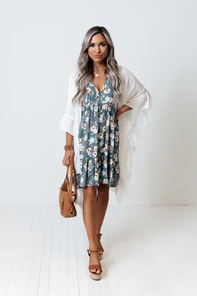 Chasing Butterflies Babydoll Dress In Slate