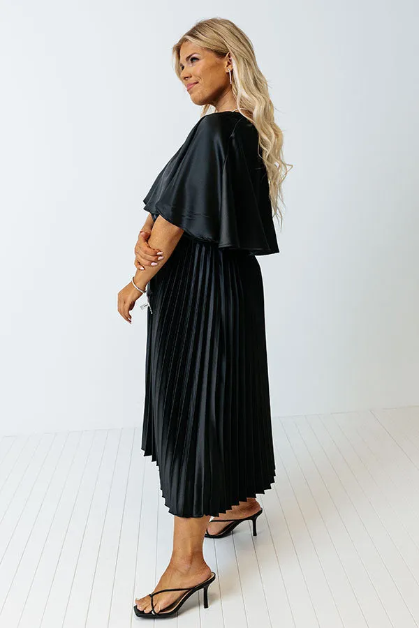 Chic And Exquisite Satin Midi In Black Curves