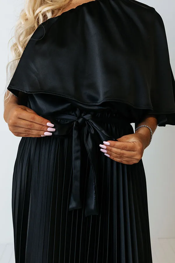 Chic And Exquisite Satin Midi In Black Curves