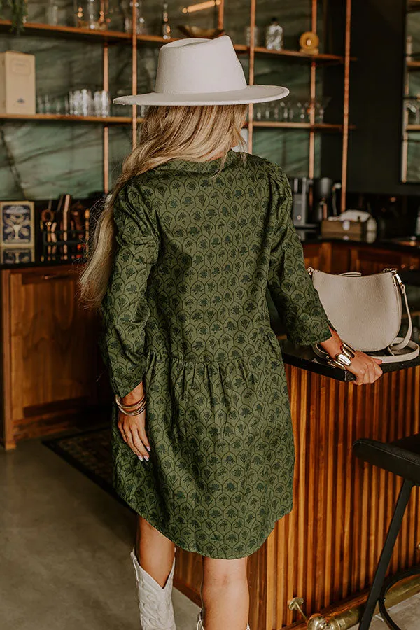 Chic Harvest Floral Mini Dress in Olive