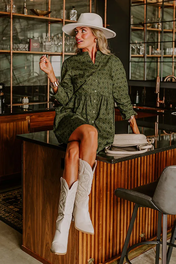 Chic Harvest Floral Mini Dress in Olive