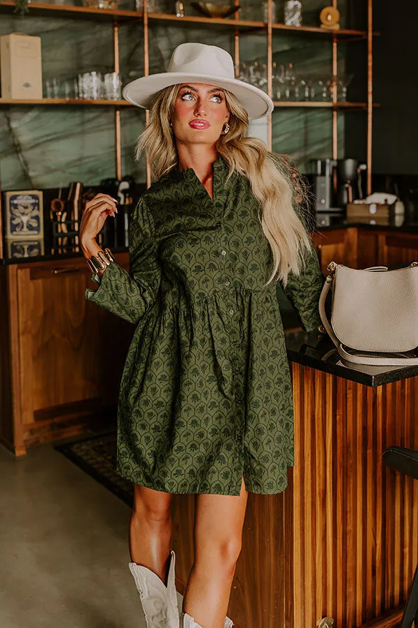 Chic Harvest Floral Mini Dress in Olive