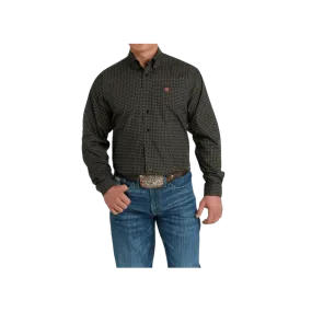 Cinch Men's Long Sleeve Button Down Western Geometric Print Black Shirt