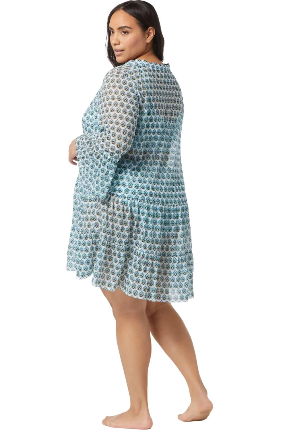 Coco Reef Island Lotus Enchant Cover Up Dress, White Multi (U2A295)