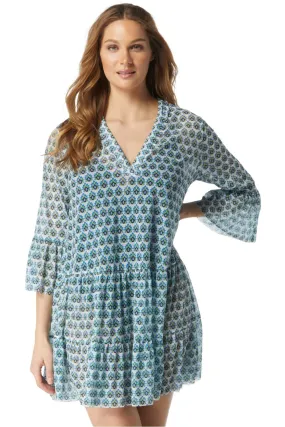 Coco Reef Island Lotus Enchant Cover Up Dress, White Multi (U2A295)