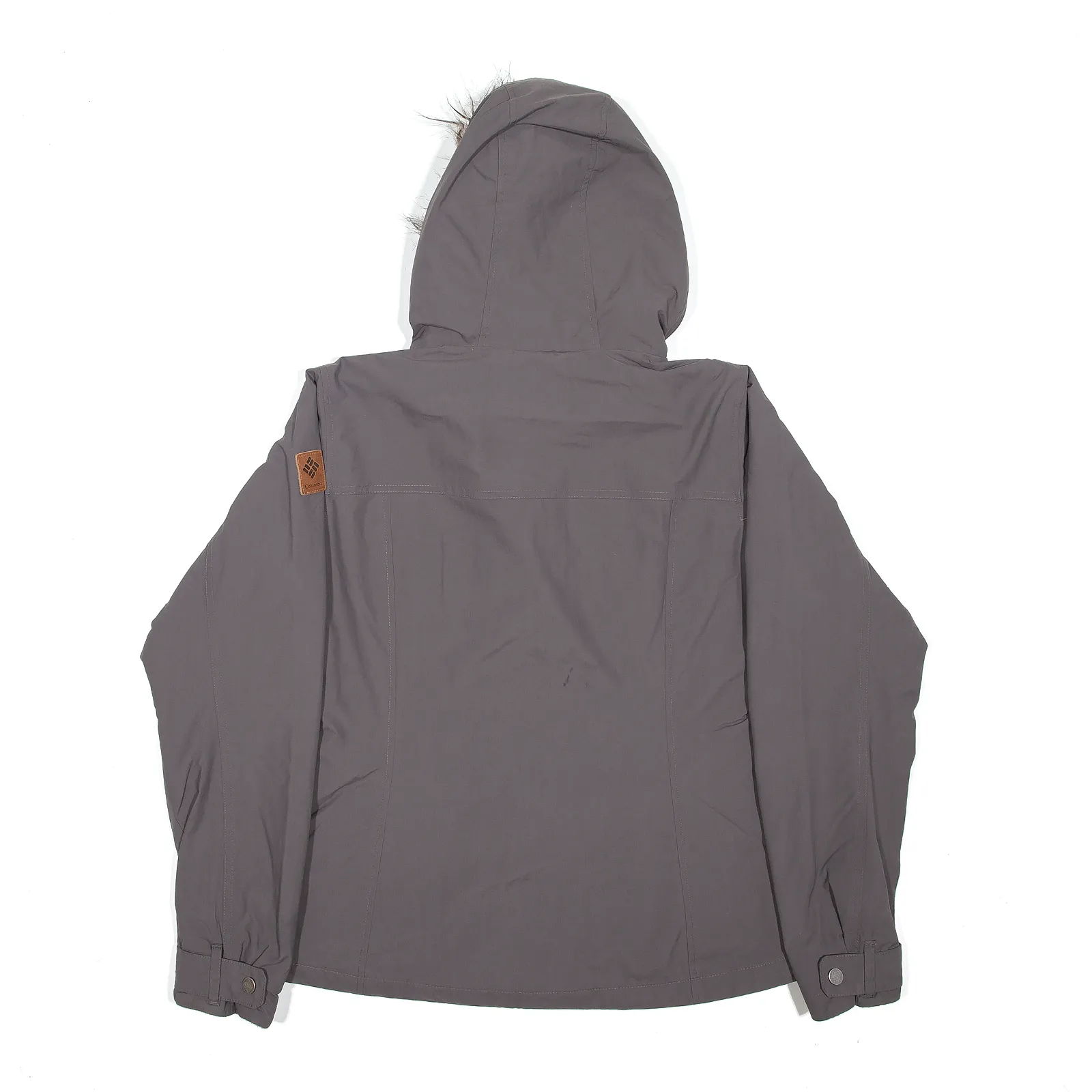 COLUMBIA Faux Fur Trim Fleece Hood Parka Coat Grey Womens M