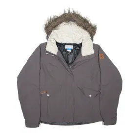 COLUMBIA Faux Fur Trim Fleece Hood Parka Coat Grey Womens M