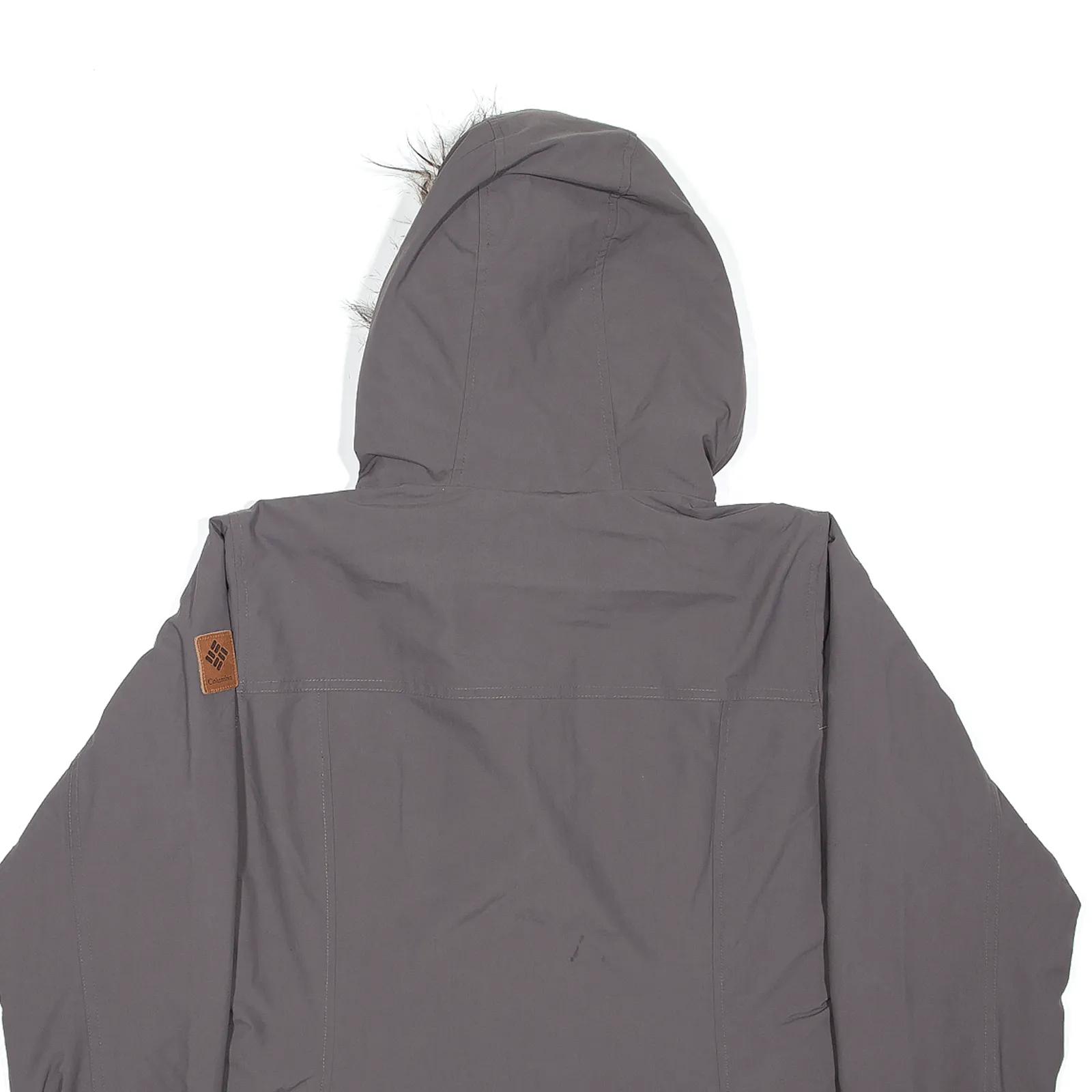 COLUMBIA Faux Fur Trim Fleece Hood Parka Coat Grey Womens M