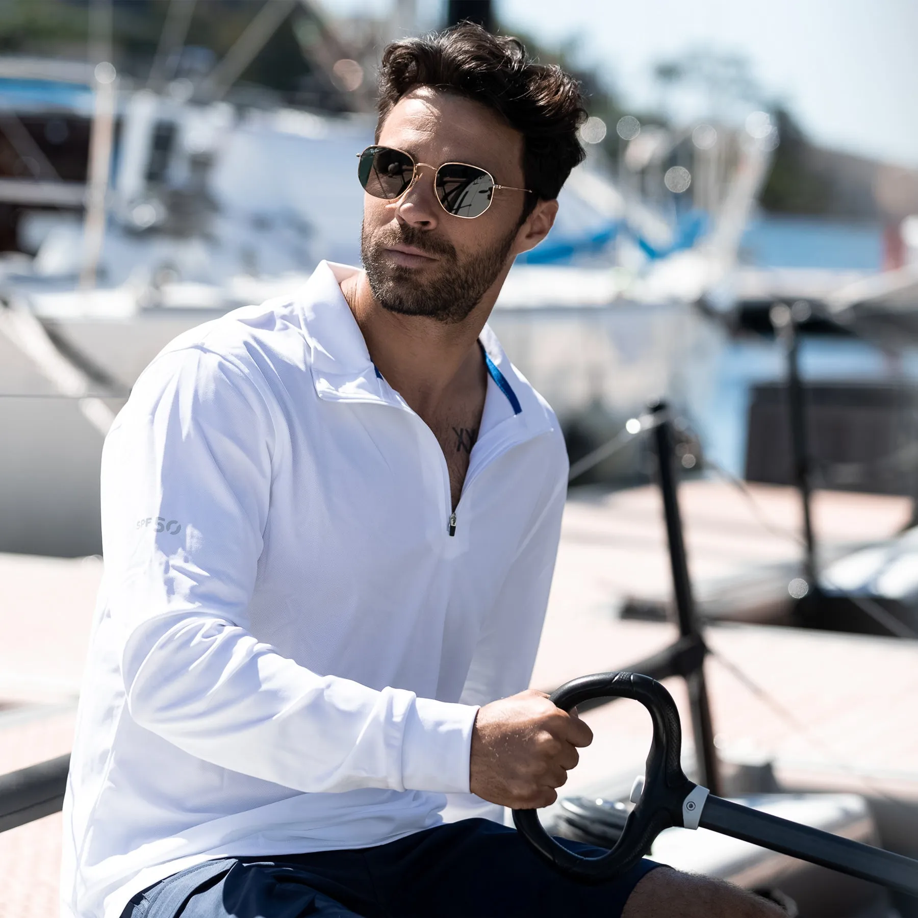 Crew Long Sleeve Polo - White
