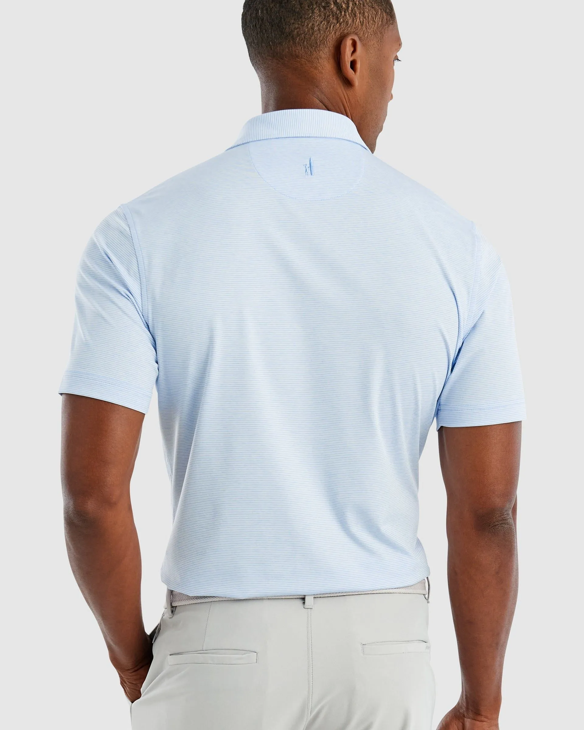 Custom Johnnie O Mens Lyndon Striped Polo JMPO2010 Gulf Blue