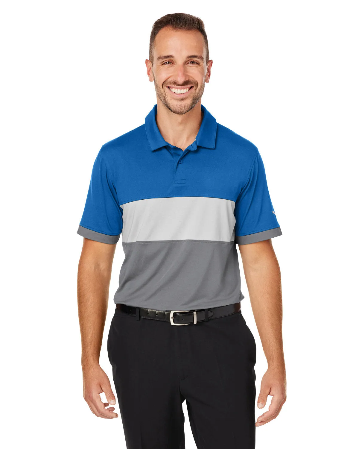 Custom Puma Men's Cloudspun Highway Polo, Bright Cobalt