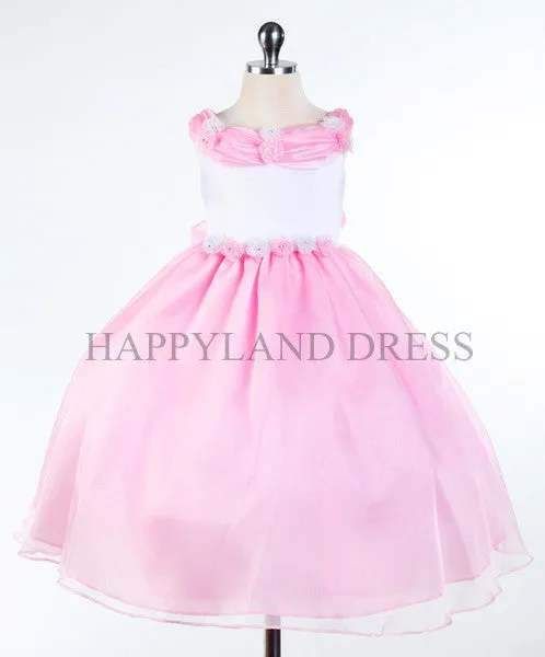 D523 Satin Top Organza Skirt Dress