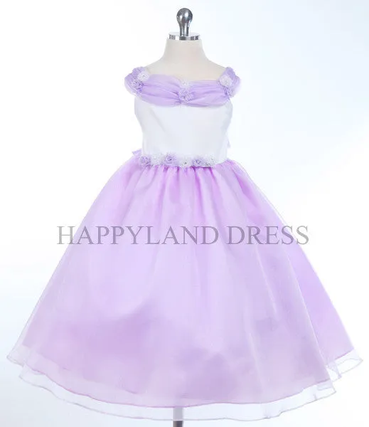 D523 Satin Top Organza Skirt Dress