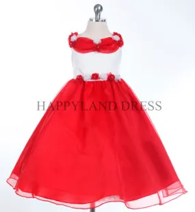 D523 Satin Top Organza Skirt Dress