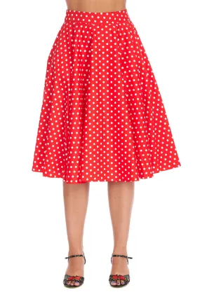 Dot Days Swing Skirt in Red by Banned