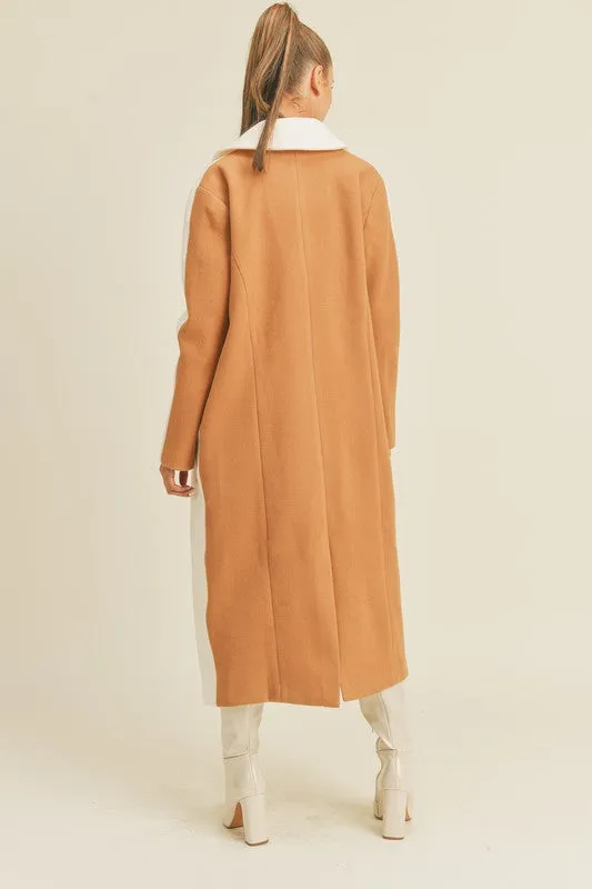 Double Standard Long Color Block Coat