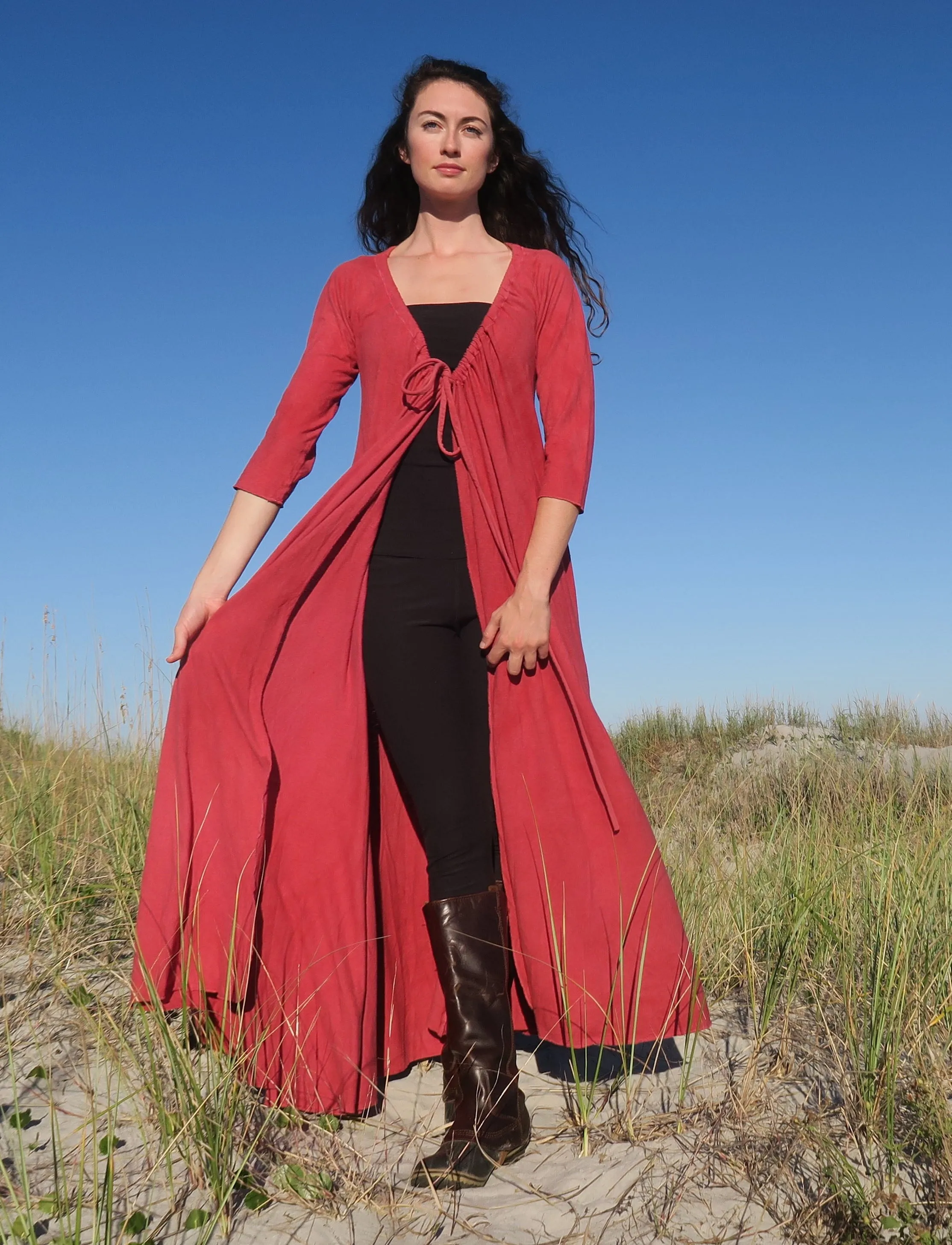 Drawstring Wrap Babydoll Long Dress